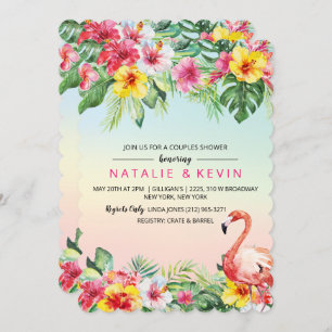 Flamant rose tropical Couples Douche Invitation
