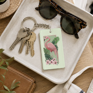 Flamant Rose Tropical Feuilles de Palmier Vert Lys