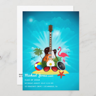 Flamant rose tropical Graduation Party Invitation