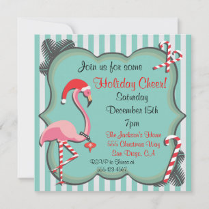 Flamant rose tropical Noël Invitation