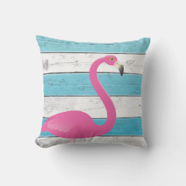 Flamant rose Turquoise & Blanc rayé Coussin extéri