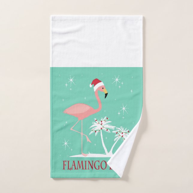 FLAMANT ROSE VINTAGE MODERNE DE NOËL (Serviette à main)