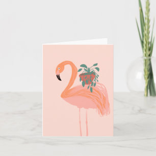Flamant tropical avec plante en pot dessinée à la