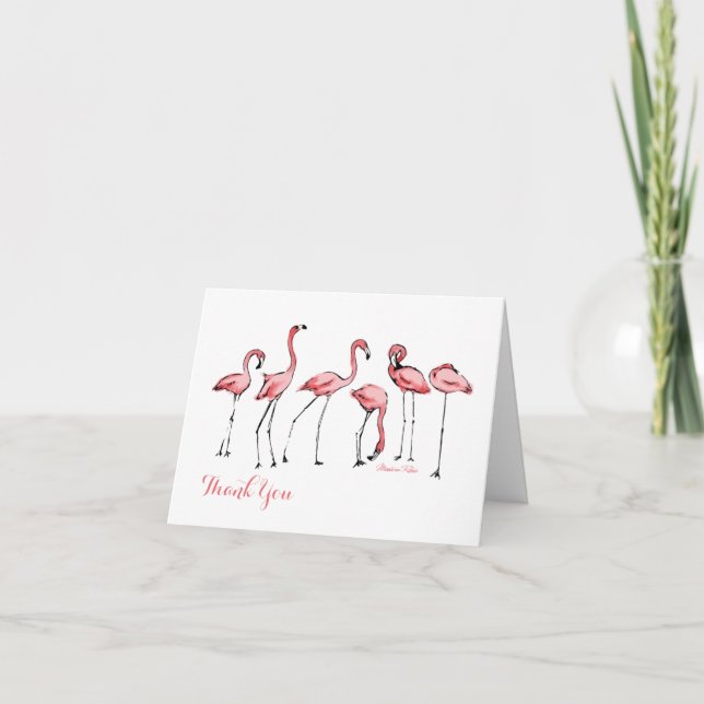 Flamants roses - Carte de note personnalisée (Devant)