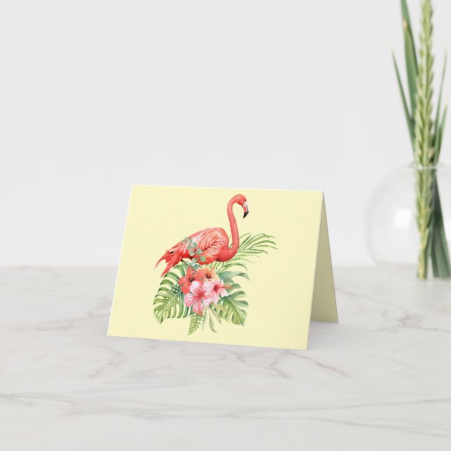 Flamants roses d'aquarelle tropicale et Merci Hibi (Devant)