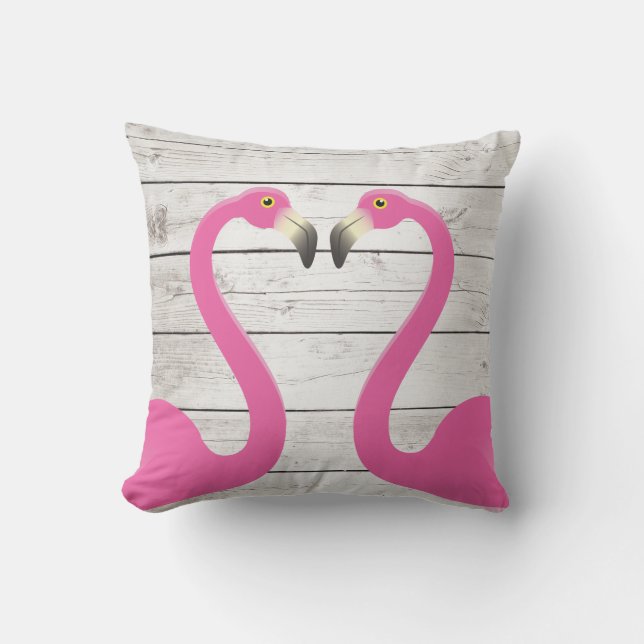 Flamants roses de baiser Coussin extérieur (Recto)