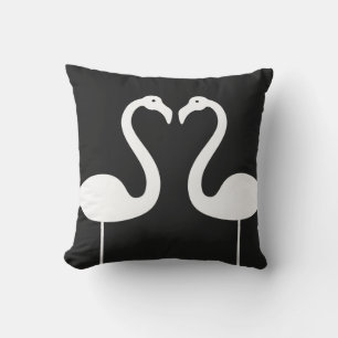 Flamants roses de baiser Coussin extérieur noir