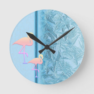 Flamants roses de danse Horloge murale acrylique