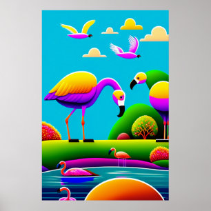Flamants roses - Impression d'art en toile