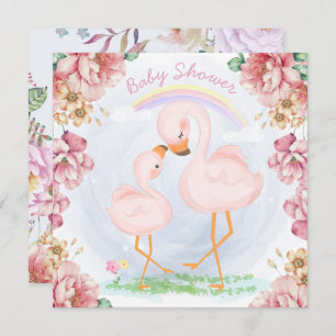 Flamants roses Invitation douche