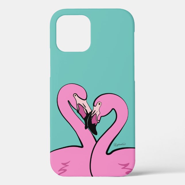Flamants roses iPhone 12 Coque (Verso)