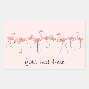 Flamants roses Ligne rose rectangle autocollant
