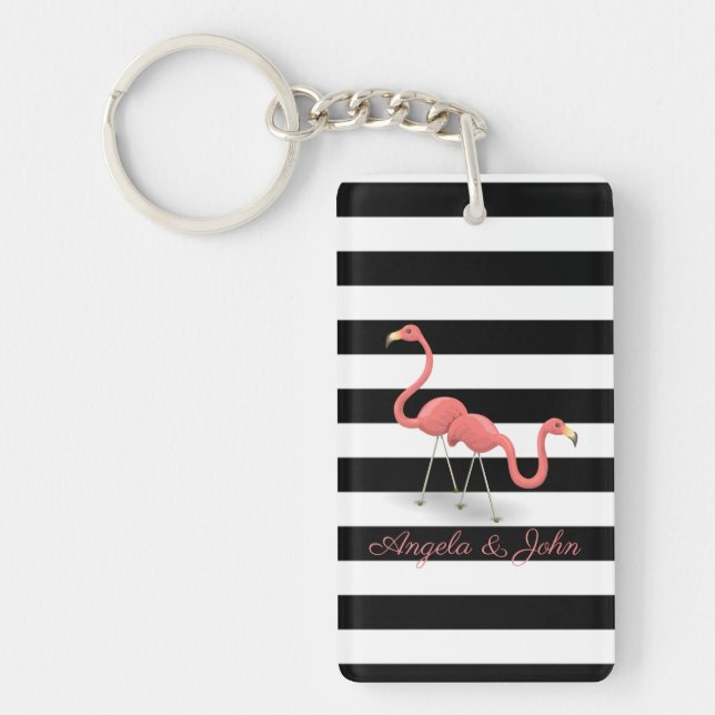 Flamants roses mignons, noir, bandes blanches Pers (Devant)