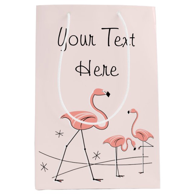 Flamants roses Pink Trio 2 Sac cadeau texte moyen (Devant)