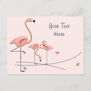 Flamants roses Rose Trio 4 Texte carte postale