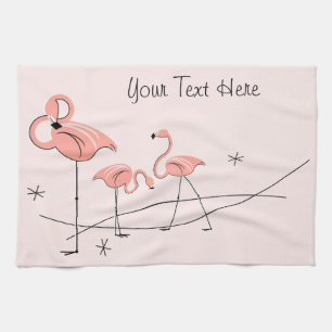 Flamants roses Rose Trio Texte serviette de cuisin