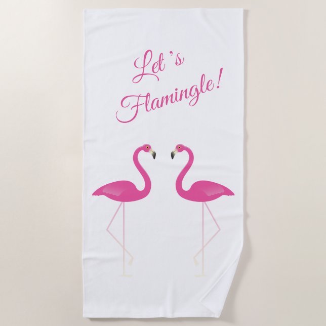 Flamants roses roses, serviette de plage Flamingle (Devant)