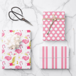 Flamants roses tropicaux Enveloppement Papier Ense