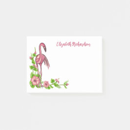 Flamants roses tropicaux et fleurs Notes post-it