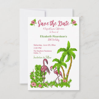 Flamants tropicaux et fleurs invitation à sauver l