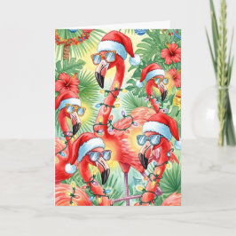 Flamazing Tropical Christmas Flamingo Card Feiertagskarte