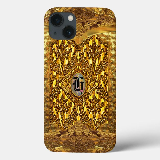 Flambeau Elegant Damask Monogram Case-Mate iPhone Hülle (Rückseite)