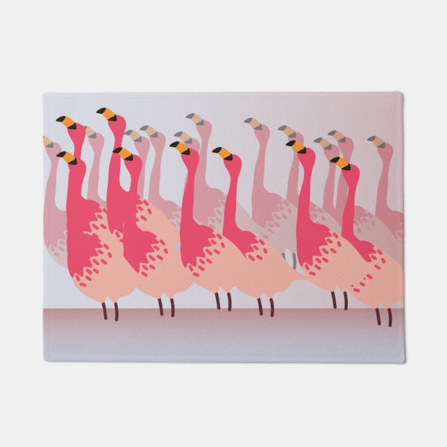 Flamboyance von Flamingos Coral Pink Light Blue Fußmatte (Vorderseite)