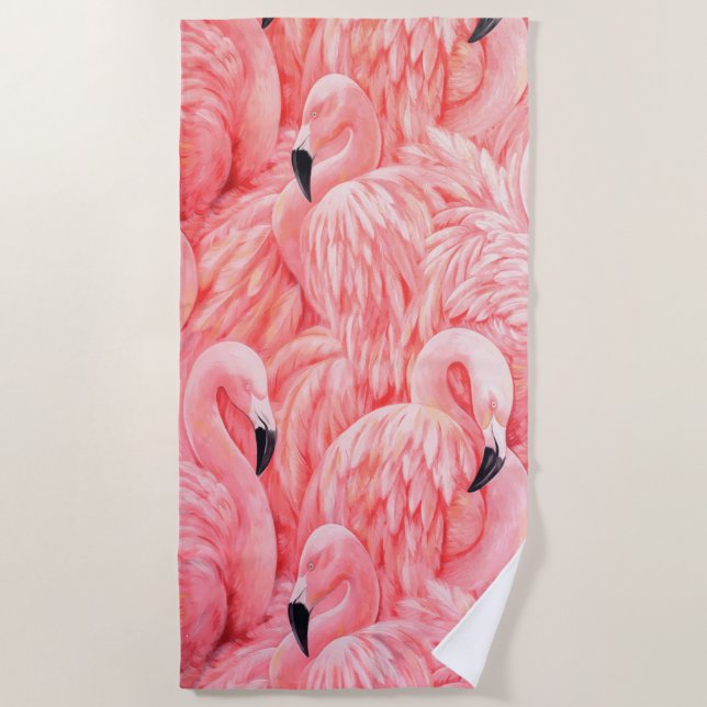 Flamboyance von Pink Flamingos Strandtuch (Vorderseite)