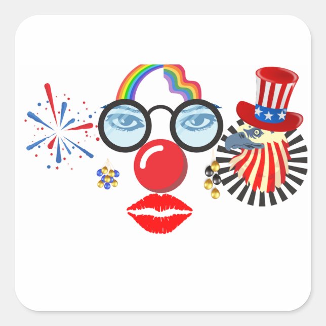 Flamboyant Clown Quadratischer Aufkleber (Vorderseite)