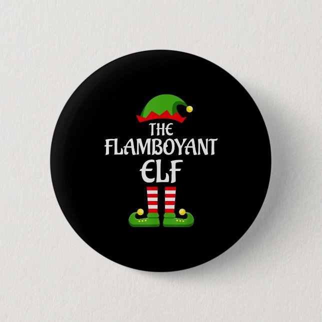 Flamboyant Elf Family Matching Group Christmas  Button (Vorderseite)
