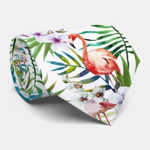 Flamboyant Flamingo Tropischer Garten Muster Krawatte