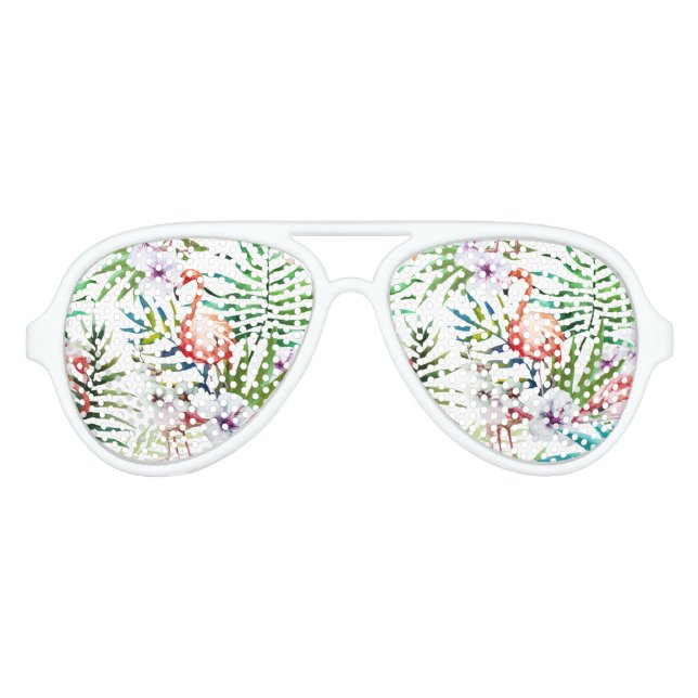 Flamboyant Flamingo Tropischer Garten Muster Partybrille (Vorderseite)
