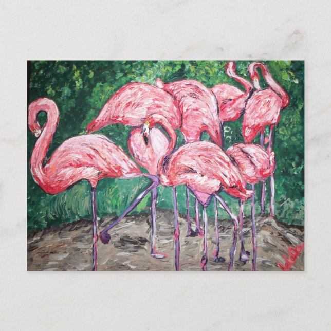 "Flamboyant Flamingos" Postkarte (Vorderseite)