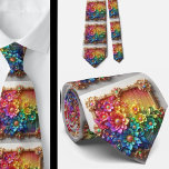 Flamboyant Neck Tie | Rainbow Flowers Faux Glitter Krawatte<br><div class="desc">Make an unforgettable entrance with this Flamboyant Rainbow Flowers Neck Tie, a vibrant celebration of color, confidence, and expressive style. Bursting with richly saturated rainbow hues and bold floral detail, this design transforms a classic accessory into a true statement piece. The dynamic blend of bright petal, gemstone diamonds and flowing...</div>