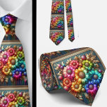 Flamboyant Neck Tie | Rainbow Flowers Faux Glitter Krawatte<br><div class="desc">Make an unforgettable entrance with this Flamboyant Rainbow Flowers Neck Tie, a vibrant celebration of color, confidence, and expressive style. Bursting with richly saturated rainbow hues and bold floral detail, this design transforms a classic accessory into a true statement piece. The dynamic blend of bright petal, gemstone diamonds and flowing...</div>