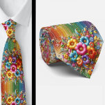 Flamboyant Neck Tie | Rainbow Flowers Faux Glitter Krawatte<br><div class="desc">Make an unforgettable entrance with this Flamboyant Rainbow Flowers Neck Tie, a vibrant celebration of color, confidence, and expressive style. Bursting with richly saturated rainbow hues and bold floral detail, this design transforms a classic accessory into a true statement piece. The dynamic blend of bright petal, gemstone diamonds and flowing...</div>