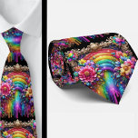 Flamboyant Neck Tie | Rainbow Flowers Faux Glitter Krawatte<br><div class="desc">Make an unforgettable entrance with this Flamboyant Rainbow Flowers Neck Tie, a vibrant celebration of color, confidence, and expressive style. Bursting with richly saturated rainbow hues and bold floral detail, this design transforms a classic accessory into a true statement piece. The dynamic blend of bright petal, gemstone diamonds and flowing...</div>