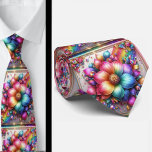 Flamboyant Neck Tie | Rainbow Flowers Faux Glitter Krawatte<br><div class="desc">Make an unforgettable entrance with this Flamboyant Rainbow Flowers Neck Tie, a vibrant celebration of color, confidence, and expressive style. Bursting with richly saturated rainbow hues and bold floral detail, this design transforms a classic accessory into a true statement piece. The dynamic blend of bright petal, gemstone diamonds and flowing...</div>