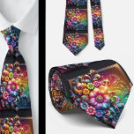 Flamboyant Neck Tie | Rainbow Flowers Faux Glitter Krawatte<br><div class="desc">Make an unforgettable entrance with this Flamboyant Rainbow Flowers Neck Tie, a vibrant celebration of color, confidence, and expressive style. Bursting with richly saturated rainbow hues and bold floral detail, this design transforms a classic accessory into a true statement piece. The dynamic blend of bright petal, gemstone diamonds and flowing...</div>