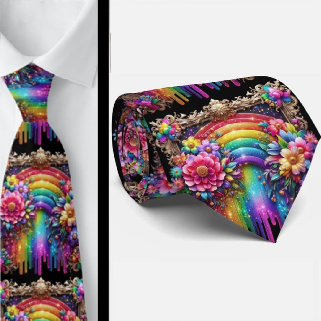 Flamboyante Krawatte | Regenbogen-Blumen Faux-Glit (Von Creator hochgeladen)