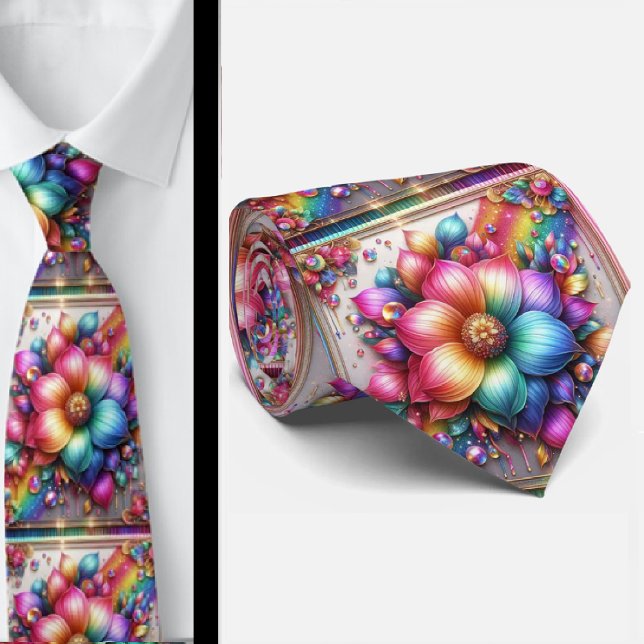 Flamboyante Krawatte | Regenbogen-Blumen Faux-Glit (Von Creator hochgeladen)