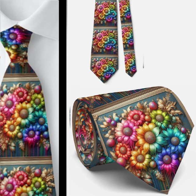 Flamboyante Krawatte | Regenbogenblumen Faux-Glitt (Von Creator hochgeladen)