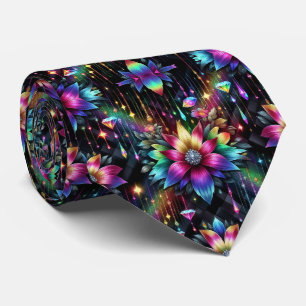 Flamboyante Krawatte Regenbogenblumen und Diaman