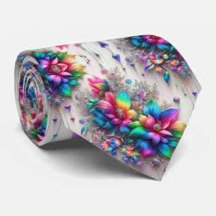 Flamboyante Krawatte Regenbogenblumen und Diaman