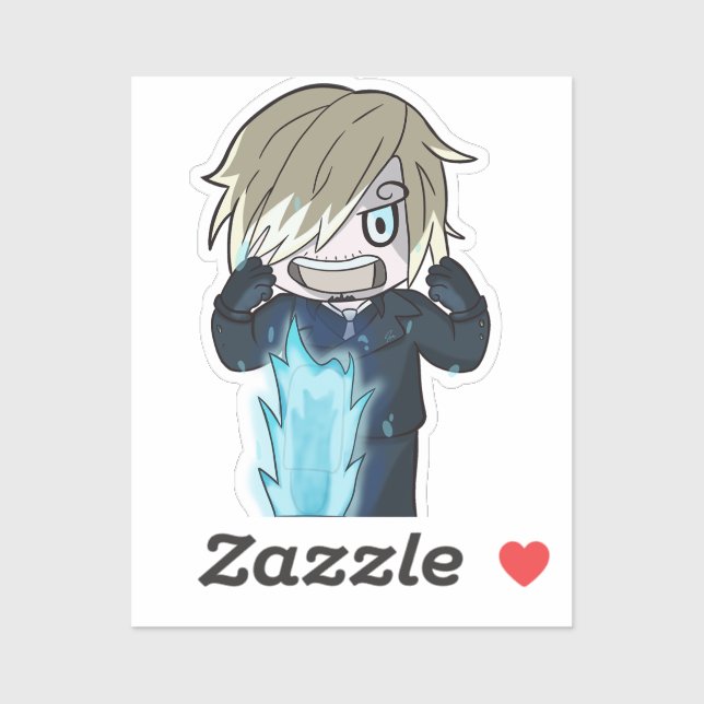Flame bleue Chibi Sanji - Sticker style Anime (Feuille)