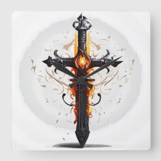#Flame #Cross Art: #Inspirier Design Quadratische Wanduhr