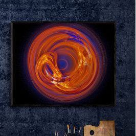 Flame Liquid Glass Abstrakt Fraktal Art Poster