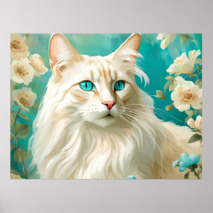 Flame Lynx Point Siamese Portrait Art Poster