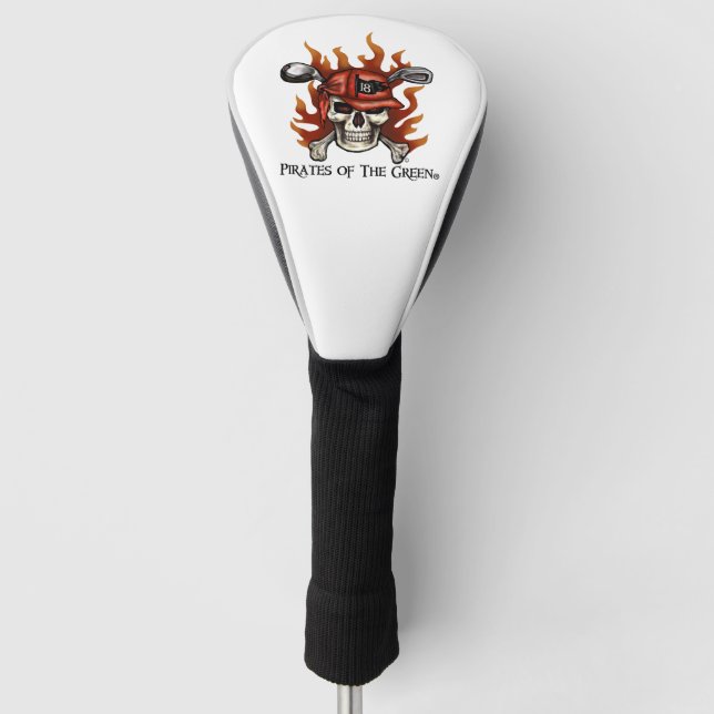 Flame Skull Pirate Golfer Golf Head Cover Golf Headcover (Vorderseite)