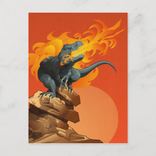 Flame Throwing Dinosaur Art von Michael Grills Postkarte